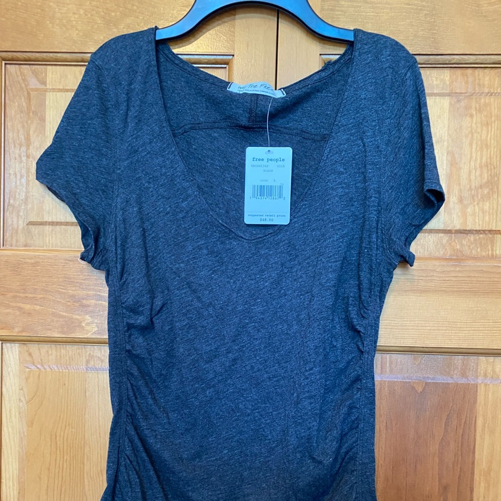 Free People Teeshirt, Medium, Gray/ Black